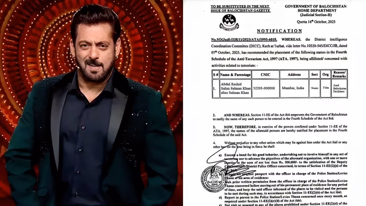 Salman Khan reportedly added to Pakistan’s Fourth Schedule over Balochistan remark