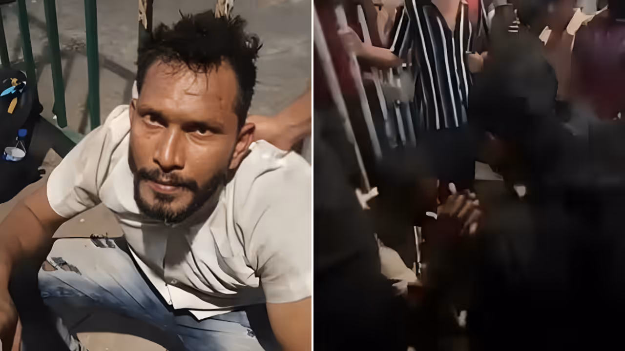 Navi Mumbai crime man thrashed with slippers over harassing woman viral video