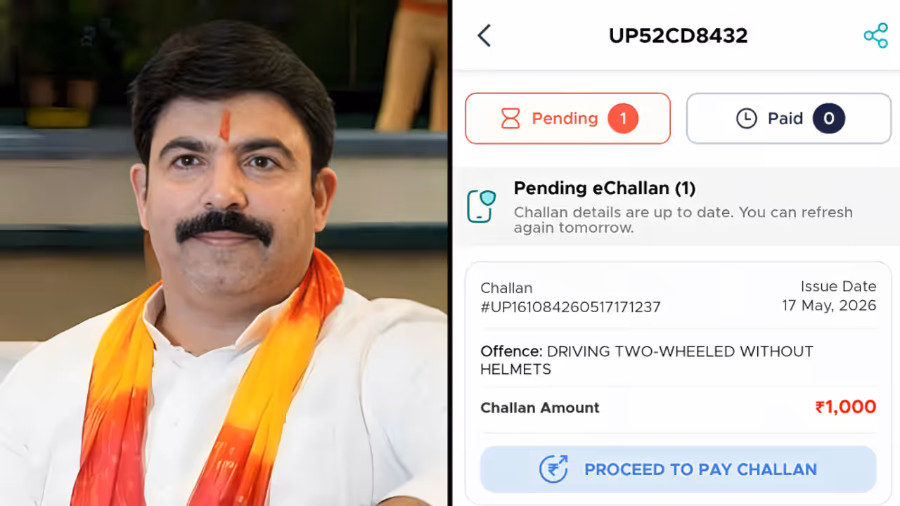 UP news Deoria BJP MLA Shalabh Mani Tripathi Requests Police To Fine Him Over Viral Helmetless Ride UP news Deoria BJP MLA Shalabh Mani Tripathi Requests Police To Fine Him Over Viral Helmetless Ride