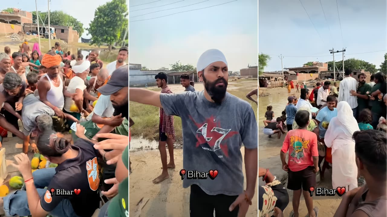 Bihar Crowd Viral Video Flood Relief Turns Chaotic As Crowd Rushes Fruit Supplies Haryana Man Sahaj Duggal Reacts Bihar Crowd Viral Video Flood Relief Turns Chaotic As Crowd Rushes Fruit Supplies Haryana Man Sahaj Duggal Reacts