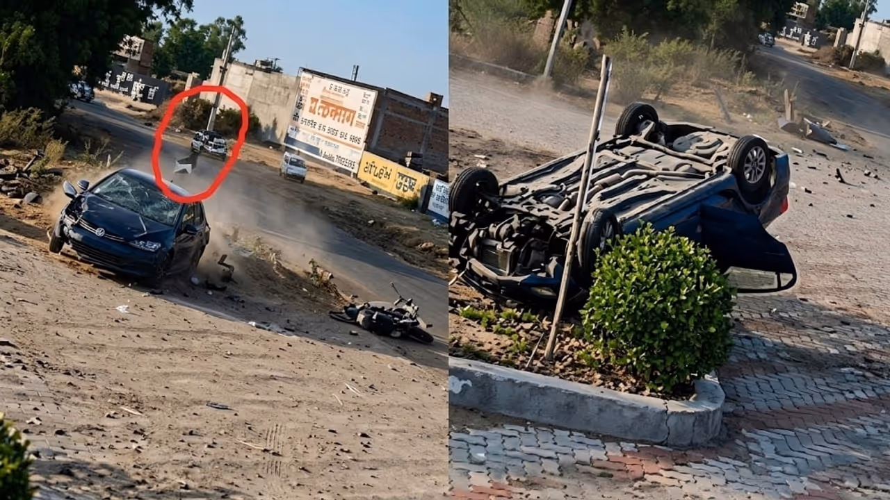 Rajasthan Bike Car Crash Video Speeding Car Flips After Blasting Biker 15 Feet Into Air in Shocking Rajasthan Accident Rajasthan Bike Car Crash Video Speeding Car Flips After Blasting Biker 15 Feet Into Air in Shocking Rajasthan Accident