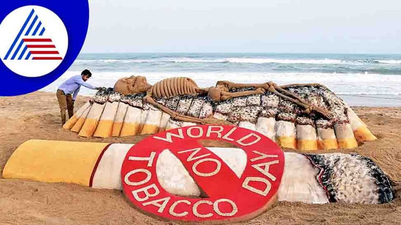 World No Tobacco Day sand art at Puri beach World No Tobacco Day sand art at Puri beach
