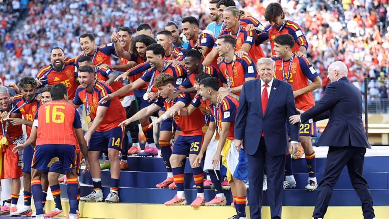 Donald Trump centre of an awkward moment in FIFA World Cup 2026 trophy presentation ceremony due to his seeming reluctance to leave the podium Donald Trump centre of an awkward moment in FIFA World Cup 2026 trophy presentation ceremony due to his seeming reluctance to leave the podium