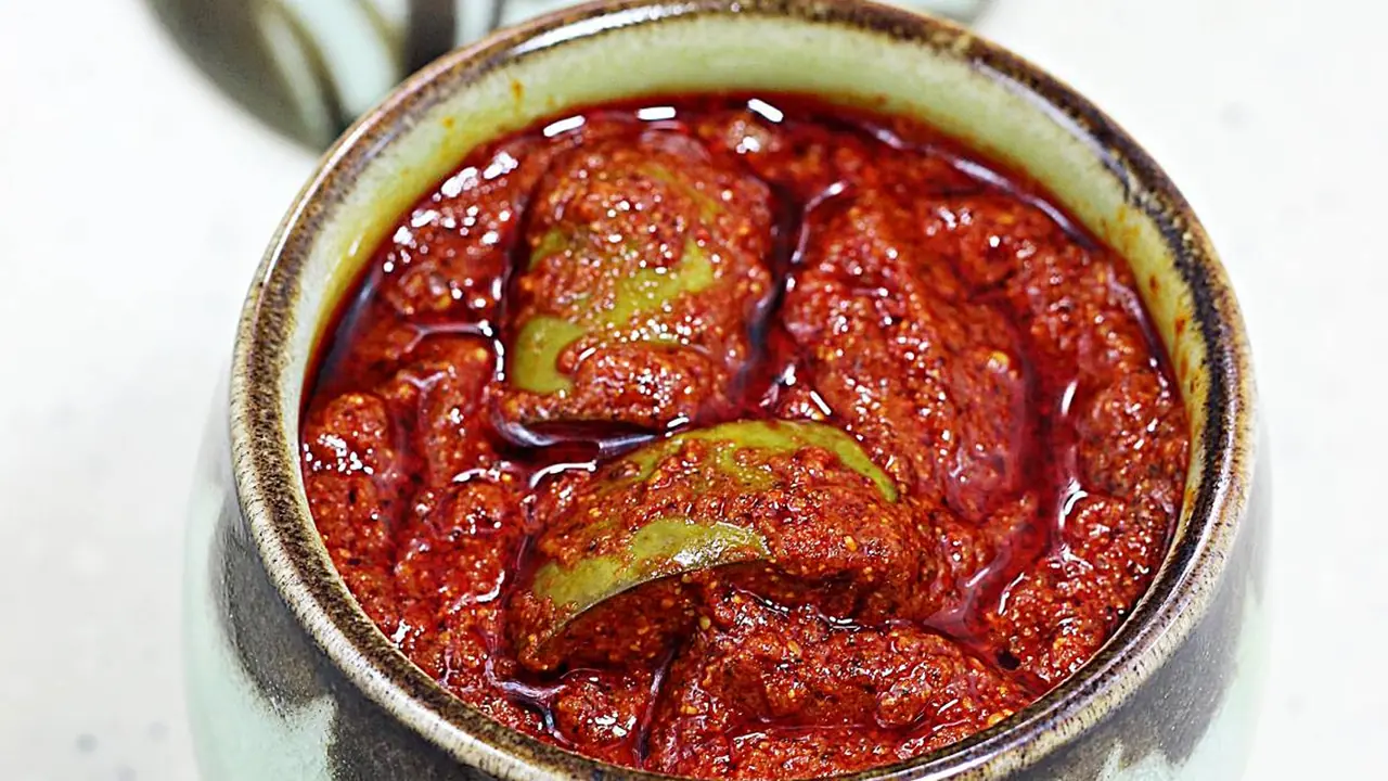 Mango pickle in pressure cooker