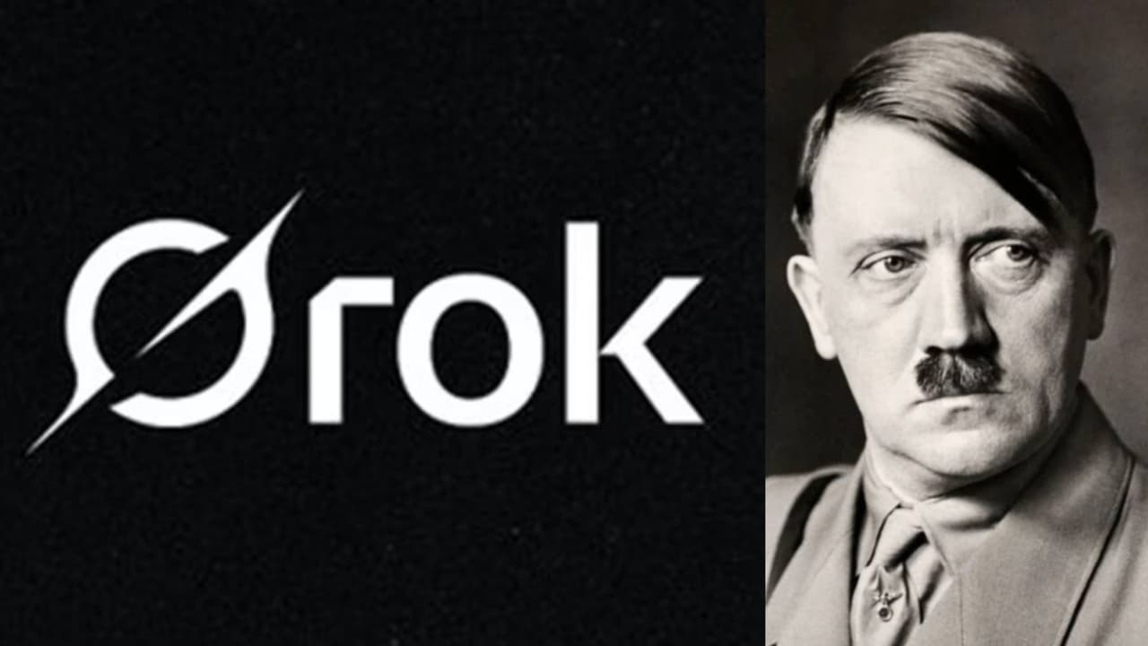 Collage of Grok logo and Hitler Collage of Grok logo and Hitler