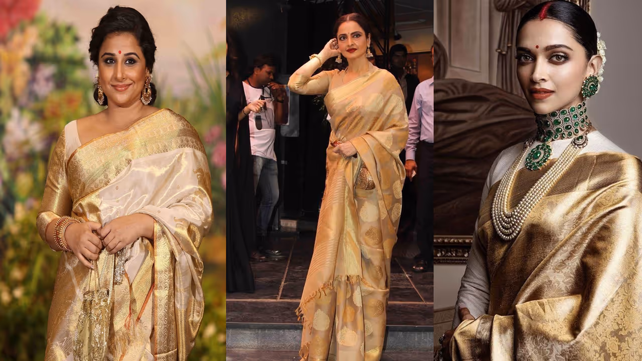 Golden saree looks Golden saree looks