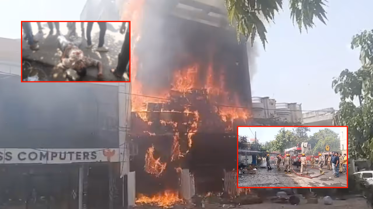 Rescue teams respond after deadly coaching centre fire in Lucknow Rescue teams respond after deadly coaching centre fire in Lucknow