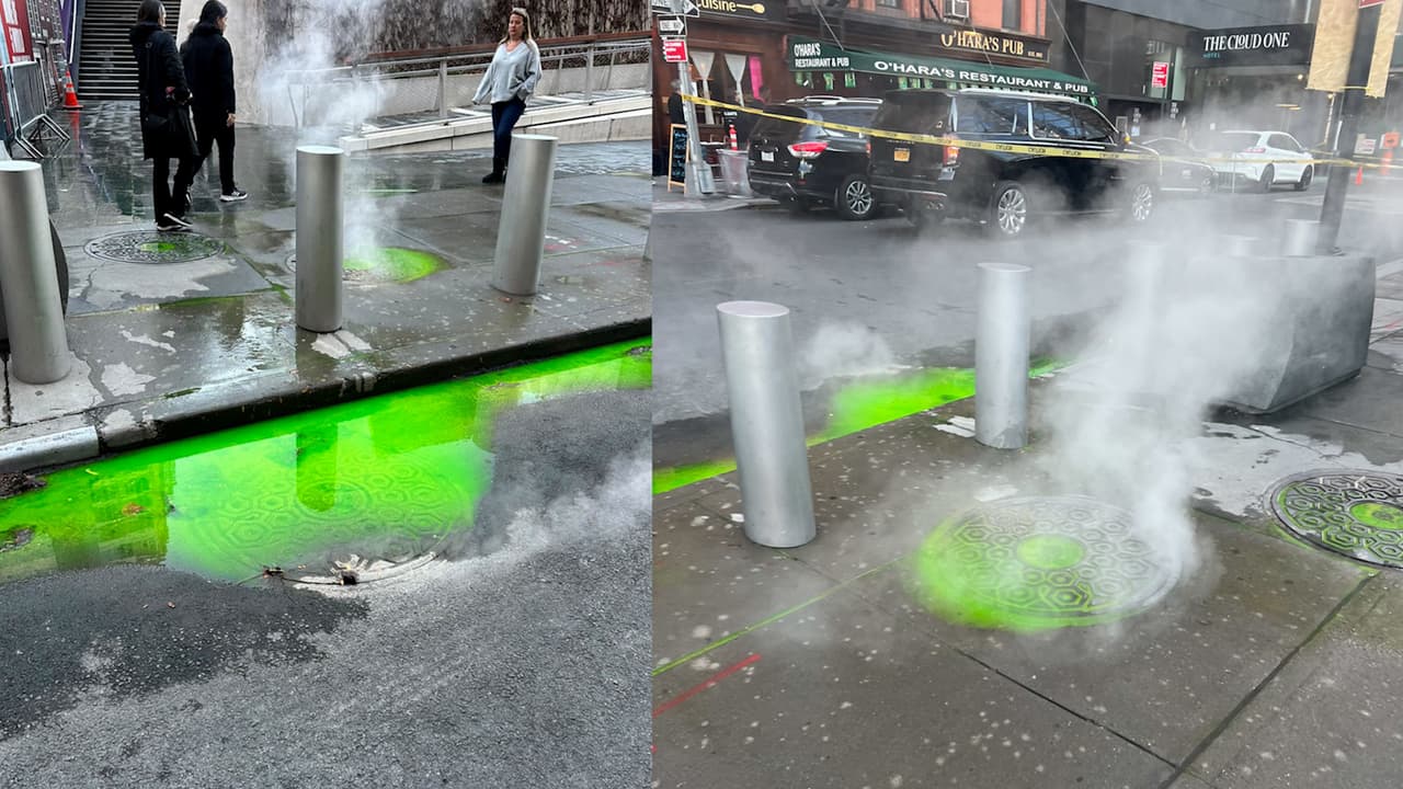 Mysterious green liquid spills on New York streets watch video viral bsm