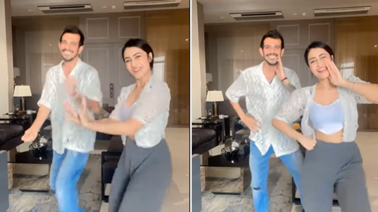 Yuzvendra chahal dances with wife dhanashree Verma Yuzvendra chahal dances with wife dhanashree Verma