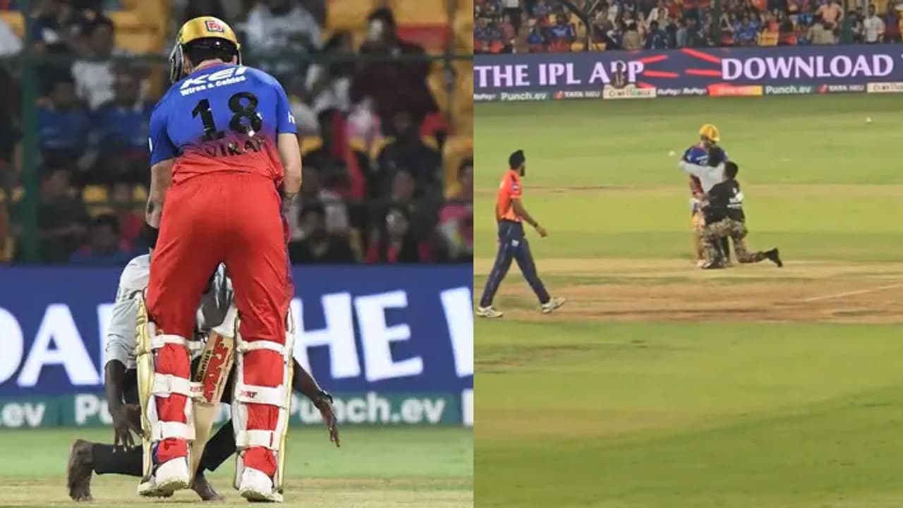 IPL 2024 fan entered on the ground to meet Virat Kohli IPL 2024 fan entered on the ground to meet Virat Kohli