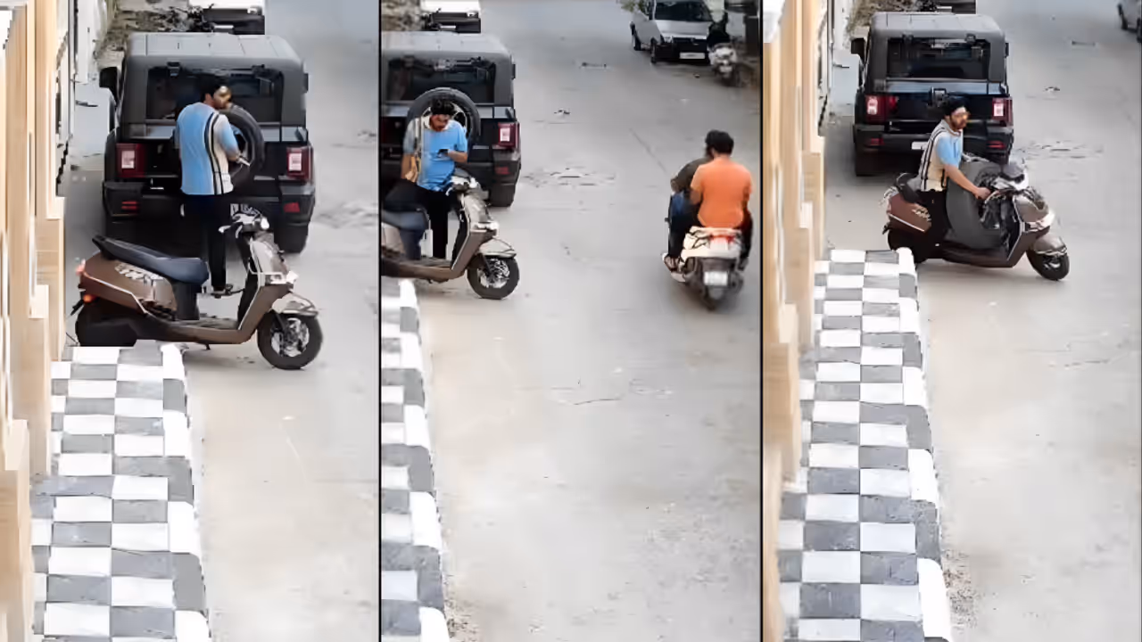 Thar Tyre Thief Viral Video Thar Tyre Thief Viral Video