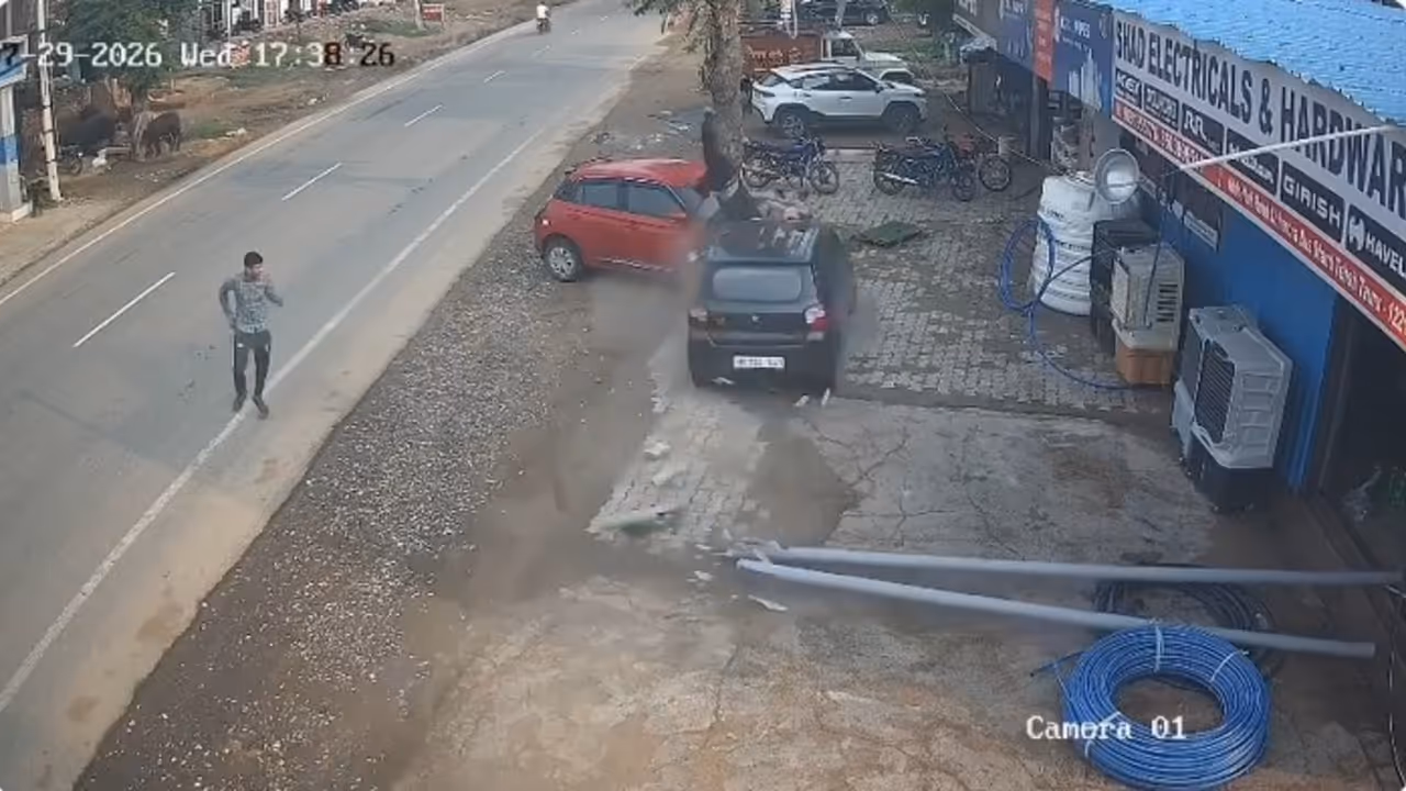 tauru jhajjar cctv accident speeding car hits pedestrian road crash video investigation tauru jhajjar cctv accident speeding car hits pedestrian road crash video investigation