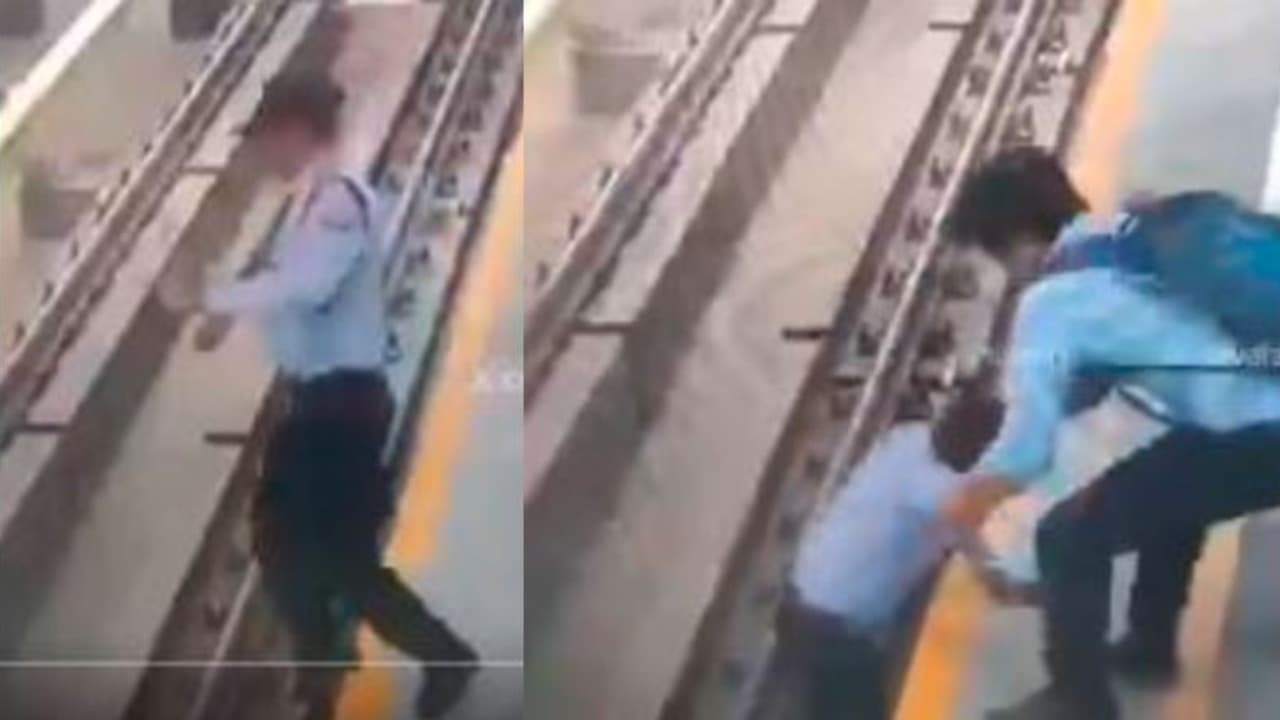 Bengaluru Metro Station Security Guard Falls on Track Bengaluru Metro Station Security Guard Falls on Track