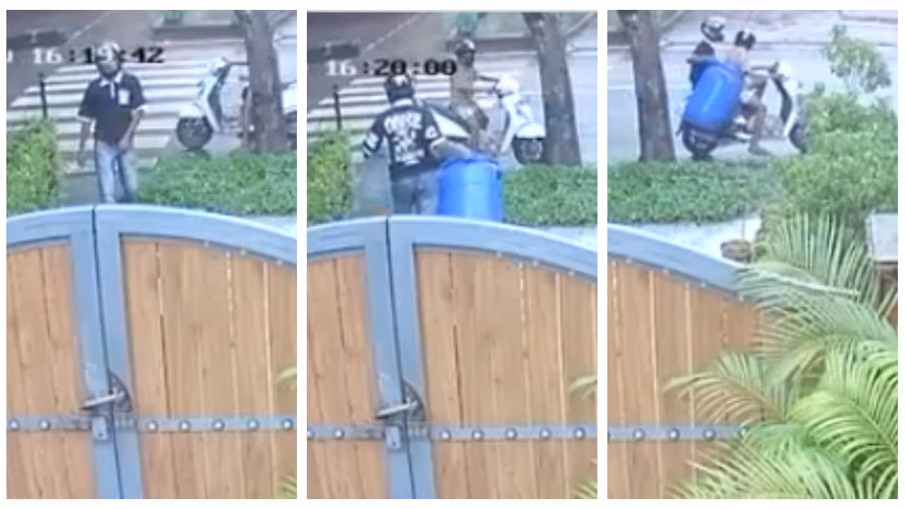 thieves stealing a waste bin