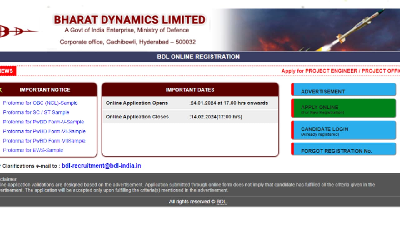 BDL Recruitment 2024 Direct link BDL Recruitment 2024 Direct link