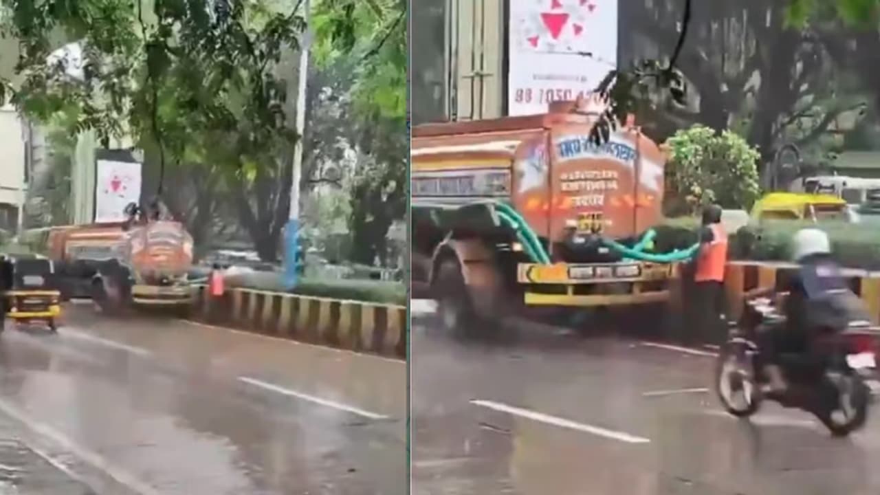 WATCH Viral Video: Pune Civic Workers Water Roadside Plants In Heavy Rain, Internet Asks 'Why?' WATCH Viral Video: Pune Civic Workers Water Roadside Plants In Heavy Rain, Internet Asks 'Why?'