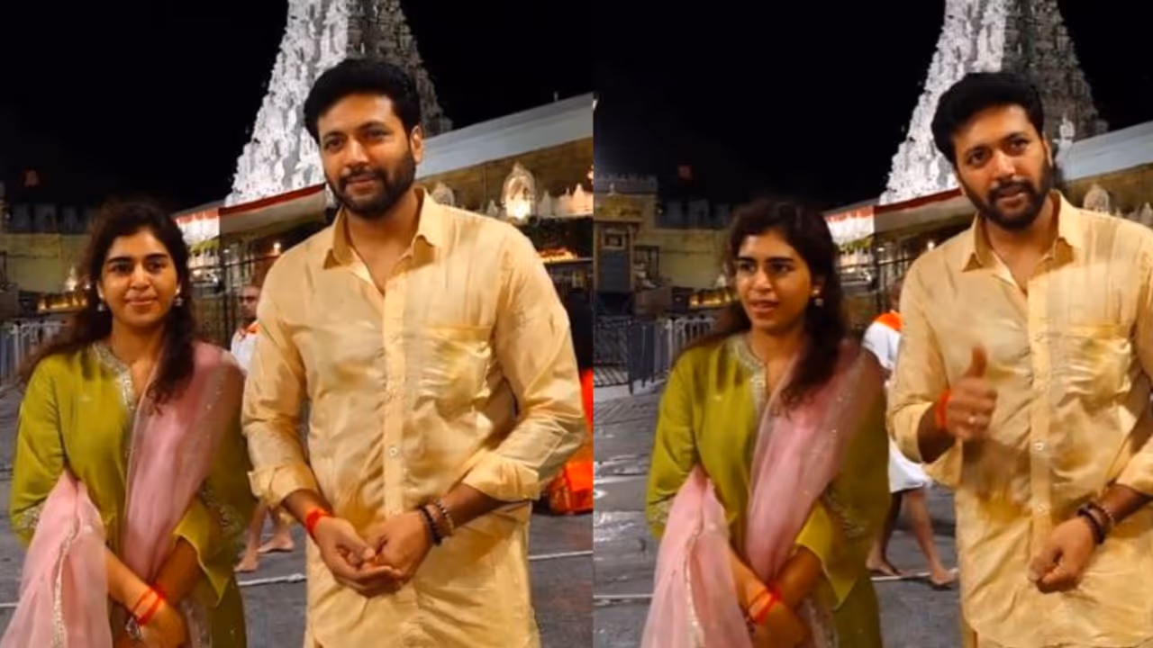 Jayam Ravi and Girlfriend Kenisha Francis Visit Tirupati Temple Jayam Ravi and Girlfriend Kenisha Francis Visit Tirupati Temple