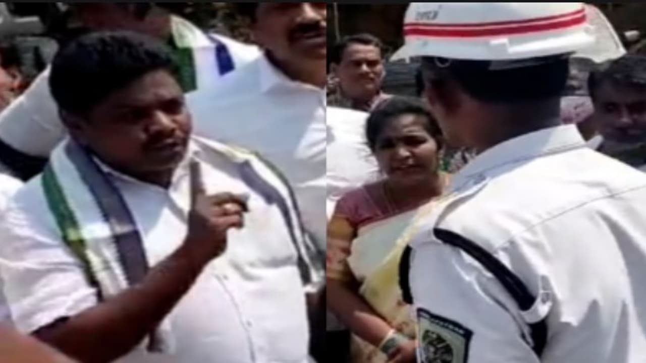 YSRCP leader Golagani Srinivasa Rao abuses traffic police YSRCP leader Golagani Srinivasa Rao abuses traffic police