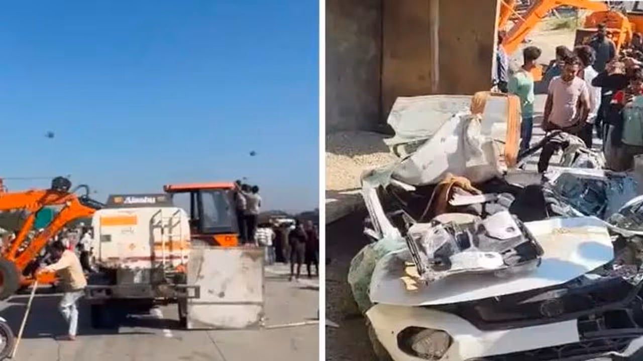 Loaded dumper overturns on car 7died Loaded dumper overturns on car 7died