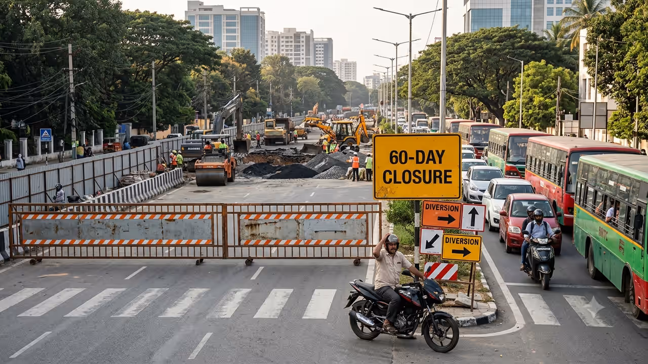 Bengaluru Commuters Alert! Race Course Road Closed From October 5 For 60 Days Bengaluru Commuters Alert! Race Course Road Closed From October 5 For 60 Days