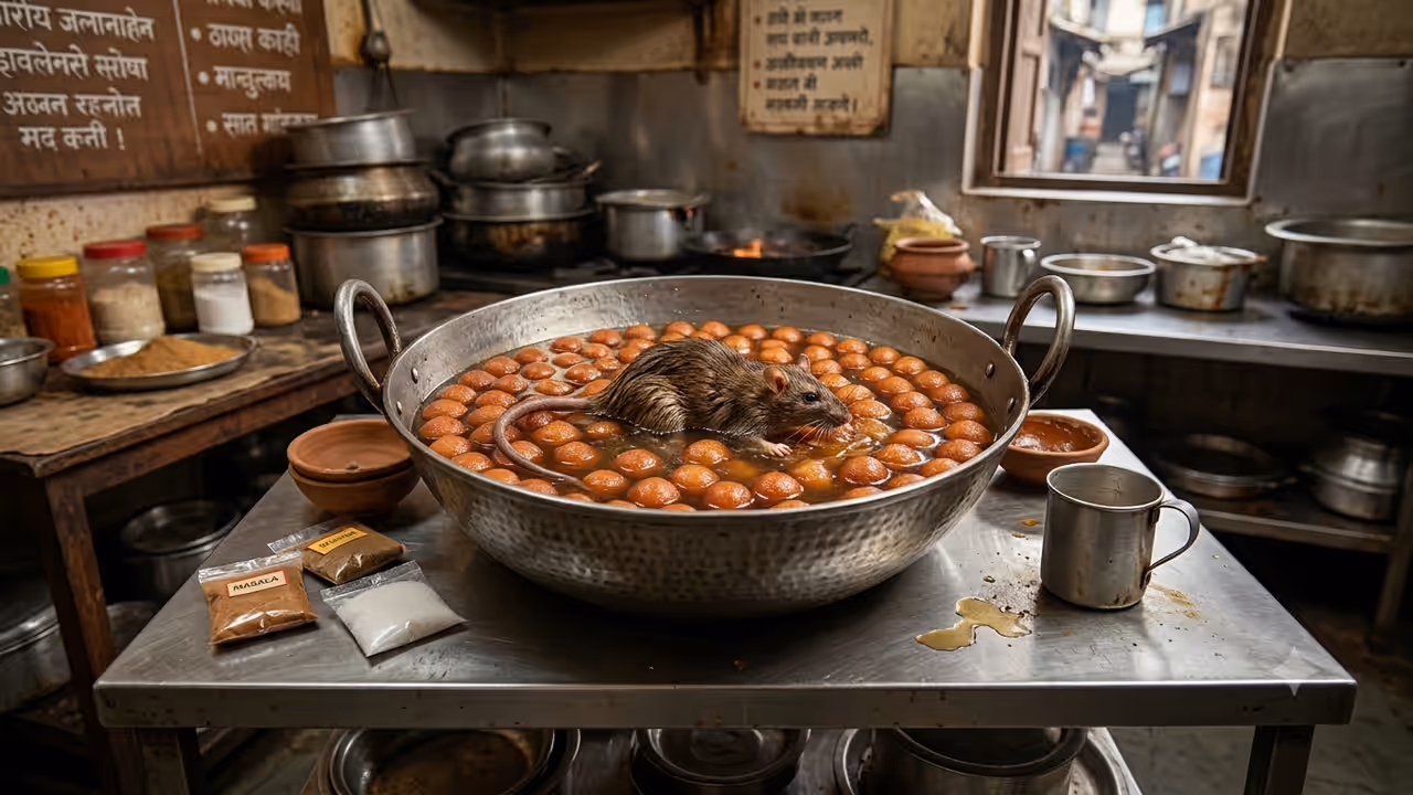 Rat Spotted Swimming in Vessel Full of Gulab Jamun in Maharashtra, Video Goes Viral Rat Spotted Swimming in Vessel Full of Gulab Jamun in Maharashtra, Video Goes Viral
