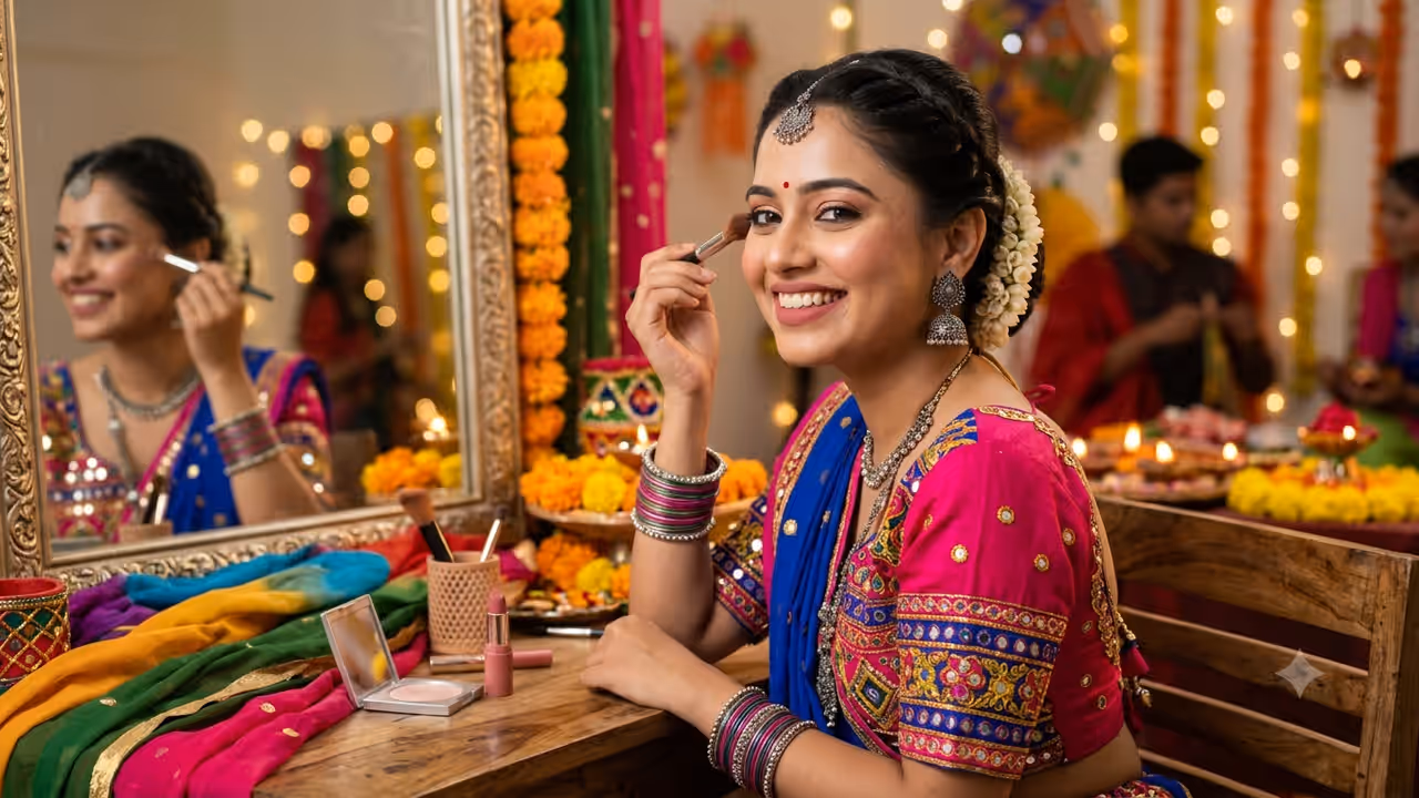 Navratri 2026 | Dancing All Night? 7 Tricks to Make Your Garba Makeup Last Navratri 2026 | Dancing All Night? 7 Tricks to Make Your Garba Makeup Last
