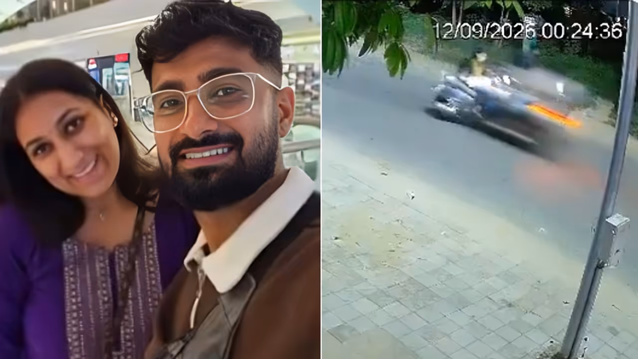 Ahmedabad Bike Accident Video Speeding Bike Hits Newlywed Nishiben Scooter Drags Her 10 Feet CCTV Captures Crash Ahmedabad Bike Accident Video Speeding Bike Hits Newlywed Nishiben Scooter Drags Her 10 Feet CCTV Captures Crash