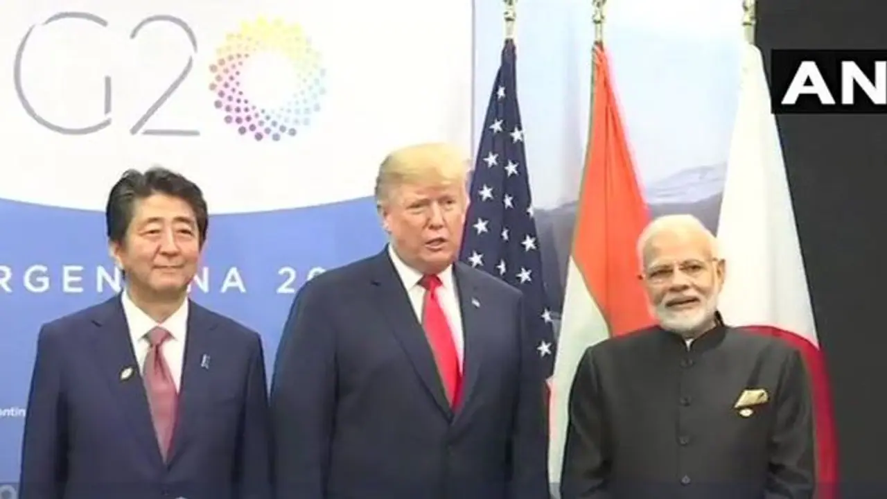 जी-20 में ट्रंप-आबे से मिले पीएम मोदी, कहा- जापान, अमेरिका और भारत का मतलब 'जय'