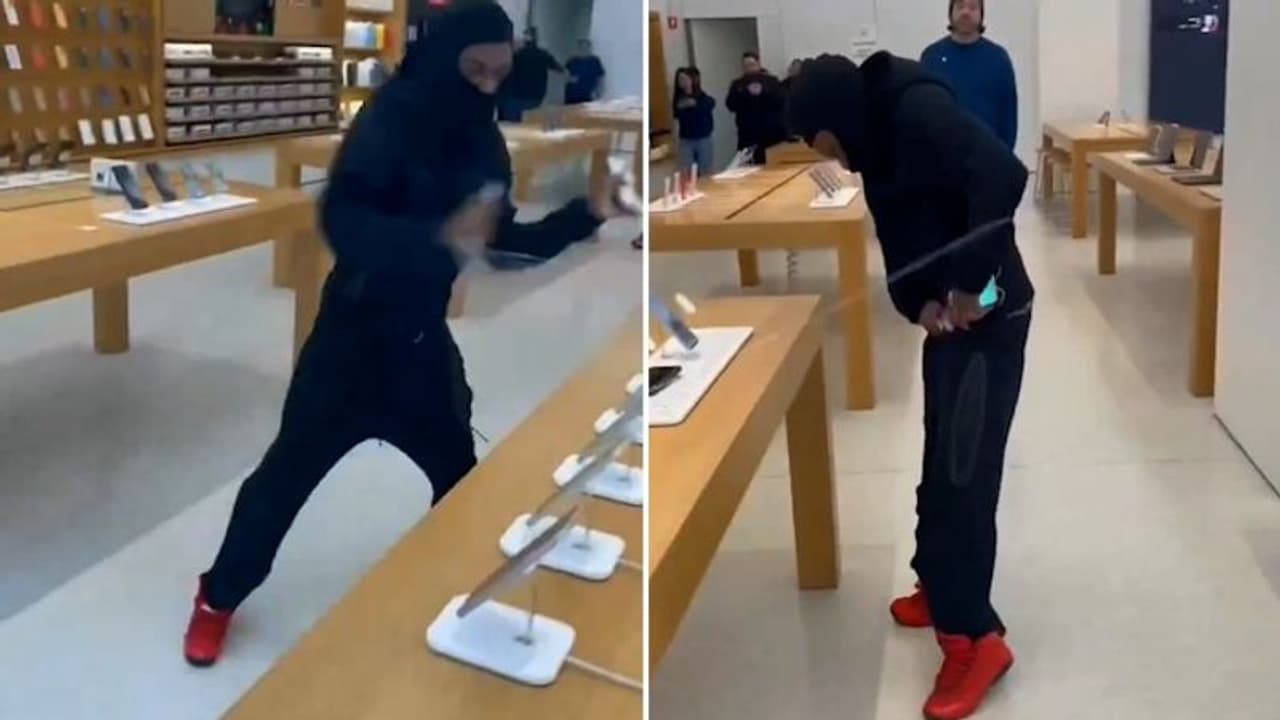 Masked man steals 50 iPhones from US Apple store in broad daylight ...