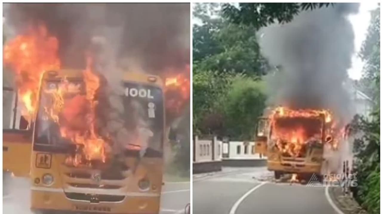 School Bus Catches Fire was running with students in Alappuzha ...