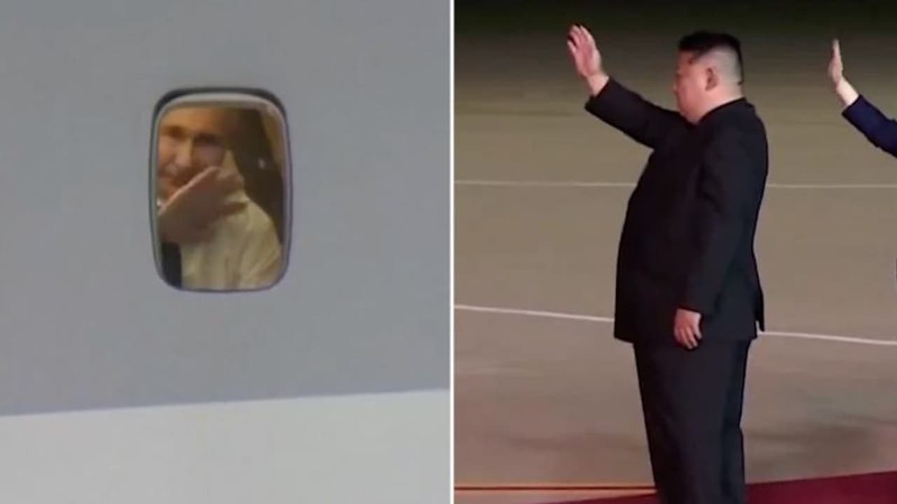 Putin Wave WATCH: Vladimir Putin waves goodbye to Kim Jong-un through window of ...