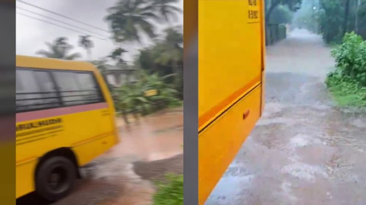 The school bus got stuck in the water gushing through the bridge; 25 ...