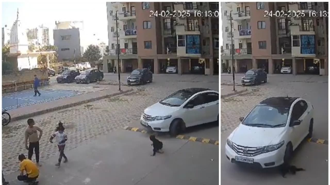 On CCTV, Ghaziabad woman runs car over child playing in society, flees ...