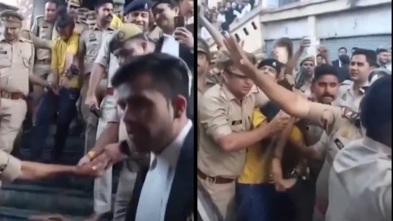Lawyers thrash Muskan and Sahil, accused of ex-navy officer's gruesome murder in UP, WATCH viral video | Asianet Newsable