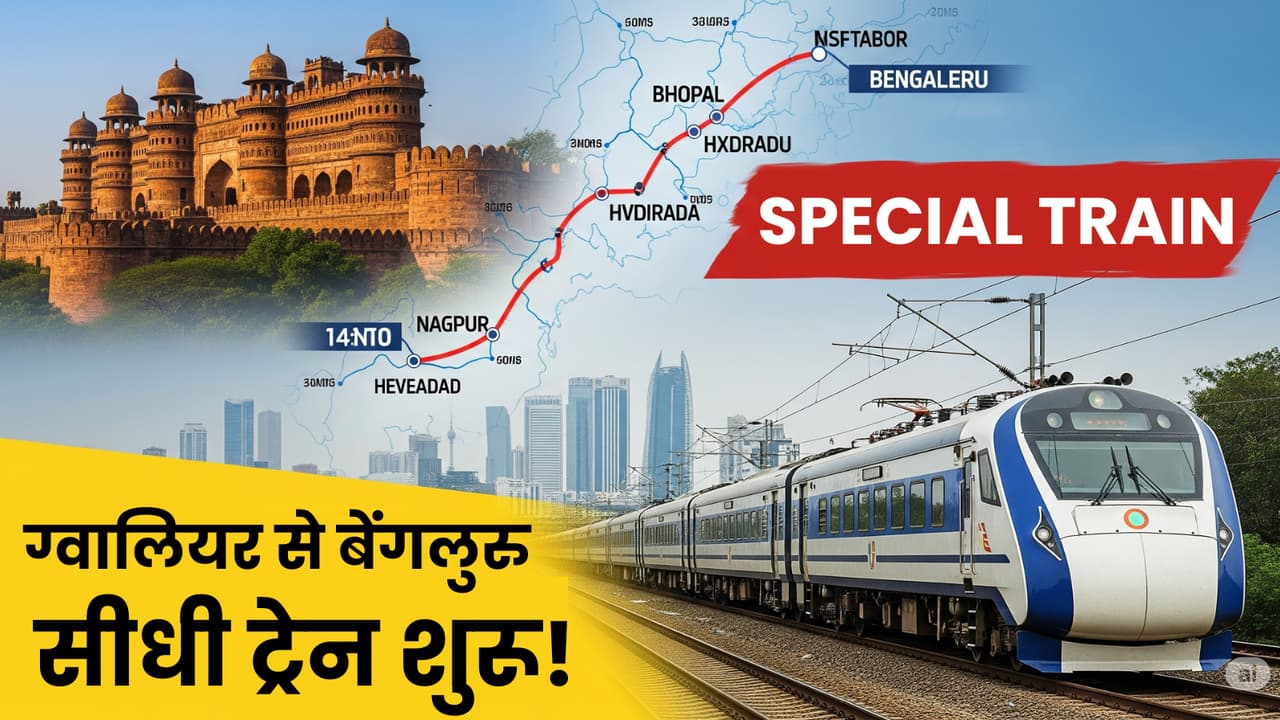 22 कोच, 25 स्टेशन और 2000 KM का सफर, ये है नई ग्वालियर-बेंगलुरु ...