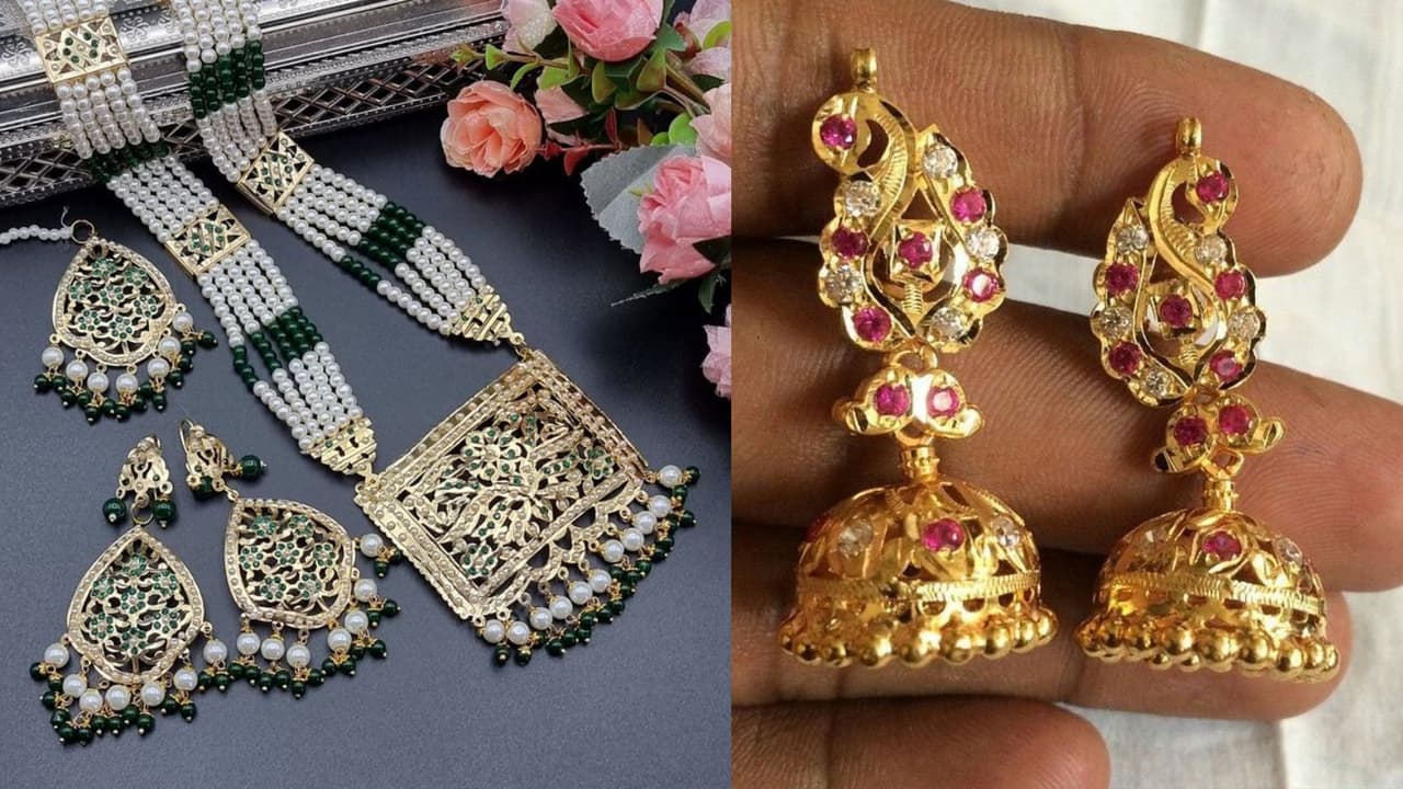 Jadau Jewellery Design: 1 तोले के झुमके-हार दिखेंगे 5 तोले के बराबर, कम वेट में बनवा लें जड़ाऊ जूलरी के ट्रेंडी डिजाइन | Light Weight Gold Jadau Jewellery Designs | Asianet News Hindi