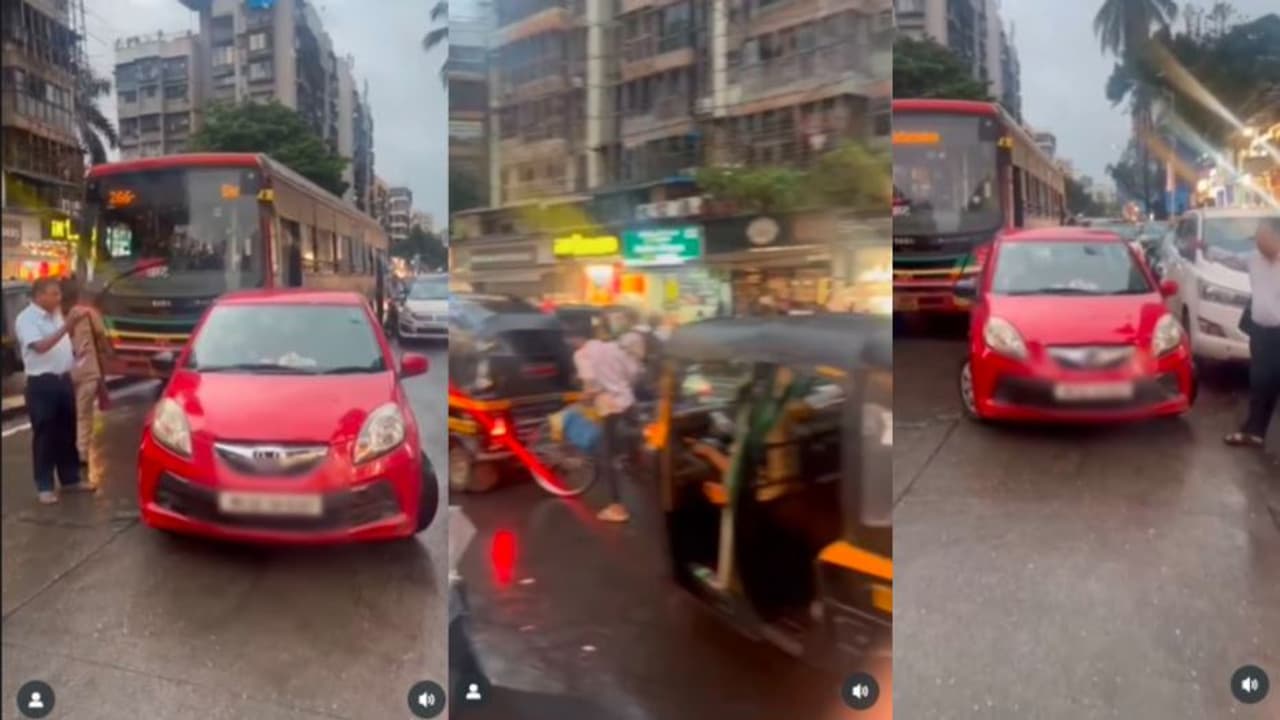 ಟ್ರಾಫಿಕ್ ಜಾಮ್ಗೆ ಕಾರಣವಾದ ಪಾರ್ಕ್ ಮಾಡಿದ್ದ ಕಾರು: ಹತ್ತಿರ ಹೋಗಿ ಕಾರೊಳಗೆ ಇಣುಕಿ ನೋಡಿದವರಿಗೆ ಶಾಕ್ | Dog Sits In Drivers Seat Causes Traffic Jam In Mumbai ಟ್ರಾಫಿಕ್ ಜಾಮ್ಗೆ ಕಾರಣವಾದ ಪಾರ್ಕ್ ಮಾಡಿದ್ದ ಕಾರು: ಹತ್ತಿರ ಹೋಗಿ ಕಾರೊಳಗೆ ಇಣುಕಿ ನೋಡಿದವರಿಗೆ ಶಾಕ್ | Dog Sits In Drivers Seat Causes Traffic Jam In Mumbai