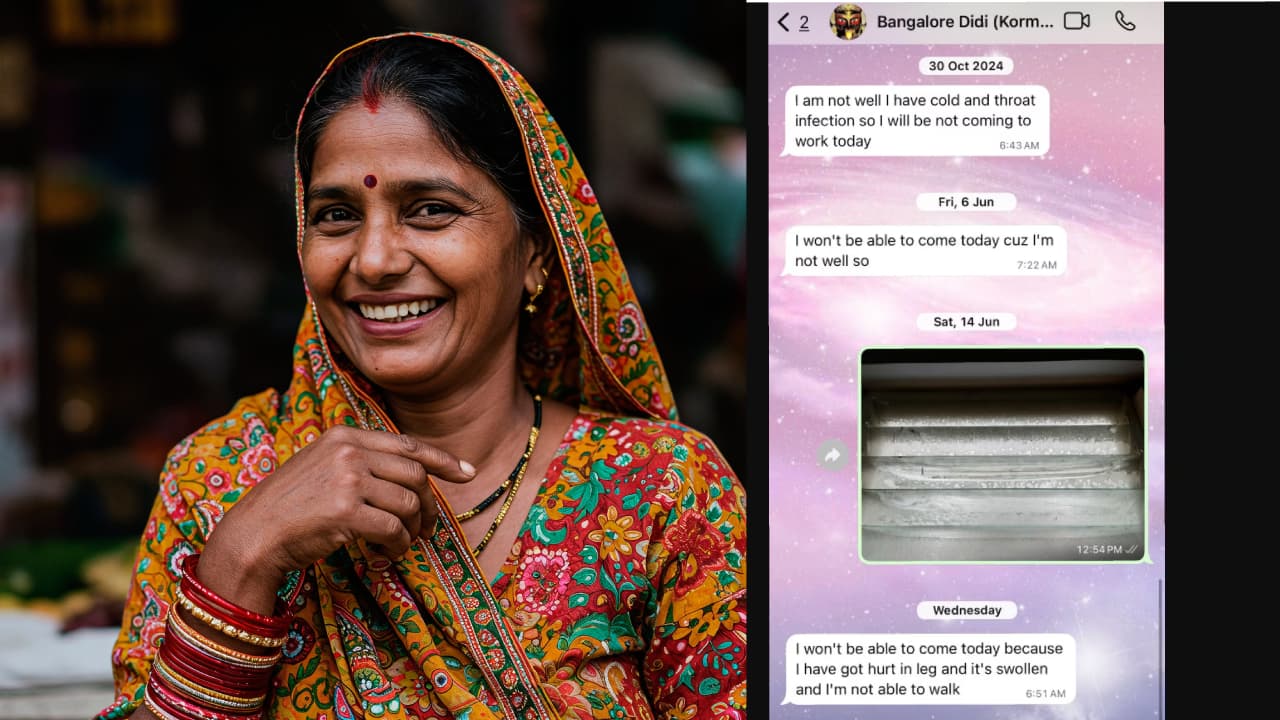 Bengaluru house help Sick Leave Message: ಬೆಂಗಳೂರಿನಲ್ಲಿ ಮನೆಕೆಲಸದವಳು ಮಾಡಿದ ಮೆಸೇಜ್ಗೆ ಹೌಹಾರಿದ ಮಹಿಳೆ; ಸ್ಕ್ರೀನ್ಶಾಟ್ ವೈರಲ್ | Bengaluru Domestic Helps Sick Sick Leave Whatsapp Message Skills Wow Lady Bengaluru house help Sick Leave Message: ಬೆಂಗಳೂರಿನಲ್ಲಿ ಮನೆಕೆಲಸದವಳು ಮಾಡಿದ ಮೆಸೇಜ್ಗೆ ಹೌಹಾರಿದ ಮಹಿಳೆ; ಸ್ಕ್ರೀನ್ಶಾಟ್ ವೈರಲ್ | Bengaluru Domestic Helps Sick Sick Leave Whatsapp Message Skills Wow Lady