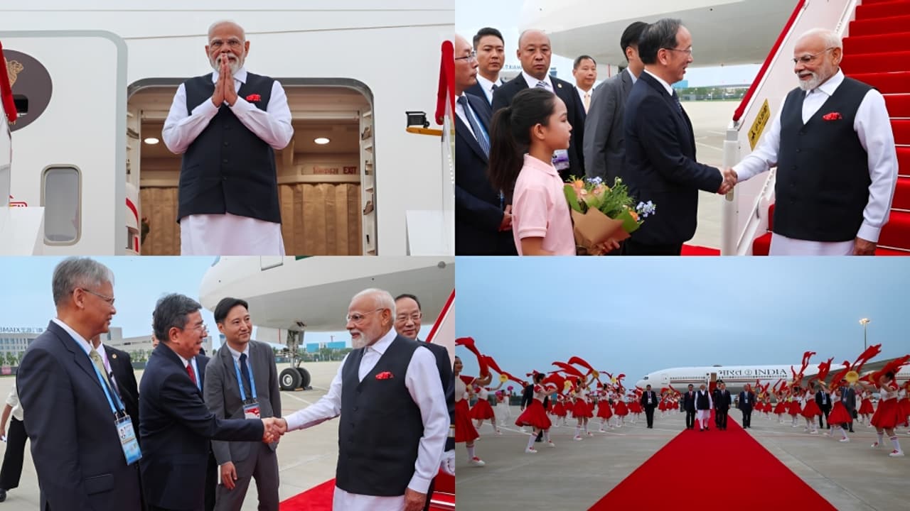 ಶಾಂಘೈ ಕೋಆಪರೇಷನ್ ಆರ್ಗನೈಸೇಷನ್ (ಎಸ್ಸಿಒ) ಶೃಂಗದಲ್ಲಿ ಪಾಲ್ಗೊಳ್ಳಲು ಪ್ರಧಾನಿ ನರೇಂದ್ರ ಮೋದಿ ಅವರು ಶನಿವಾರ ಚೀನಾದ ತಿಯಾನ್ಜಿನ್ಗೆ ಆಗಮಿಸಿದ್ದಾರೆ. | Modi Visits China After 7 Years Attends Shanghai Summit ಶಾಂಘೈ ಕೋಆಪರೇಷನ್ ಆರ್ಗನೈಸೇಷನ್ (ಎಸ್ಸಿಒ) ಶೃಂಗದಲ್ಲಿ ಪಾಲ್ಗೊಳ್ಳಲು ಪ್ರಧಾನಿ ನರೇಂದ್ರ ಮೋದಿ ಅವರು ಶನಿವಾರ ಚೀನಾದ ತಿಯಾನ್ಜಿನ್ಗೆ ಆಗಮಿಸಿದ್ದಾರೆ. | Modi Visits China After 7 Years Attends Shanghai Summit