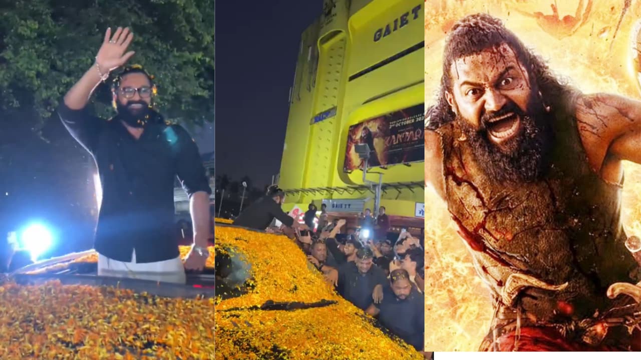 Rishab Shetty ಮುಂಬೈನಲ್ಲಿ ರಿಷಬ್ ಶೆಟ್ಟಿಗೆ ಅದ್ಧೂರಿ ಹೂಮಳೆ ಸ್ವಾಗತ, ಫ್ಯಾನ್ಸ್ ನಿಯಂತ್ರಿಸಲು ಪೊಲೀಸರ ಹರಸಾಹಸ | Mumbai Fans Welcome Kantara Chapter 1 Rishab Shetty With Flowers Shower Rishab Shetty ಮುಂಬೈನಲ್ಲಿ ರಿಷಬ್ ಶೆಟ್ಟಿಗೆ ಅದ್ಧೂರಿ ಹೂಮಳೆ ಸ್ವಾಗತ, ಫ್ಯಾನ್ಸ್ ನಿಯಂತ್ರಿಸಲು ಪೊಲೀಸರ ಹರಸಾಹಸ | Mumbai Fans Welcome Kantara Chapter 1 Rishab Shetty With Flowers Shower