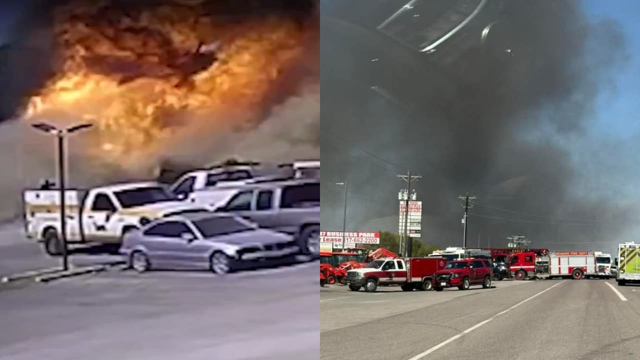 Texas Plane Crash: Two Dead After Massive Fire Erupts as Aircraft Hits Trucks in Fort Worth (Watch)