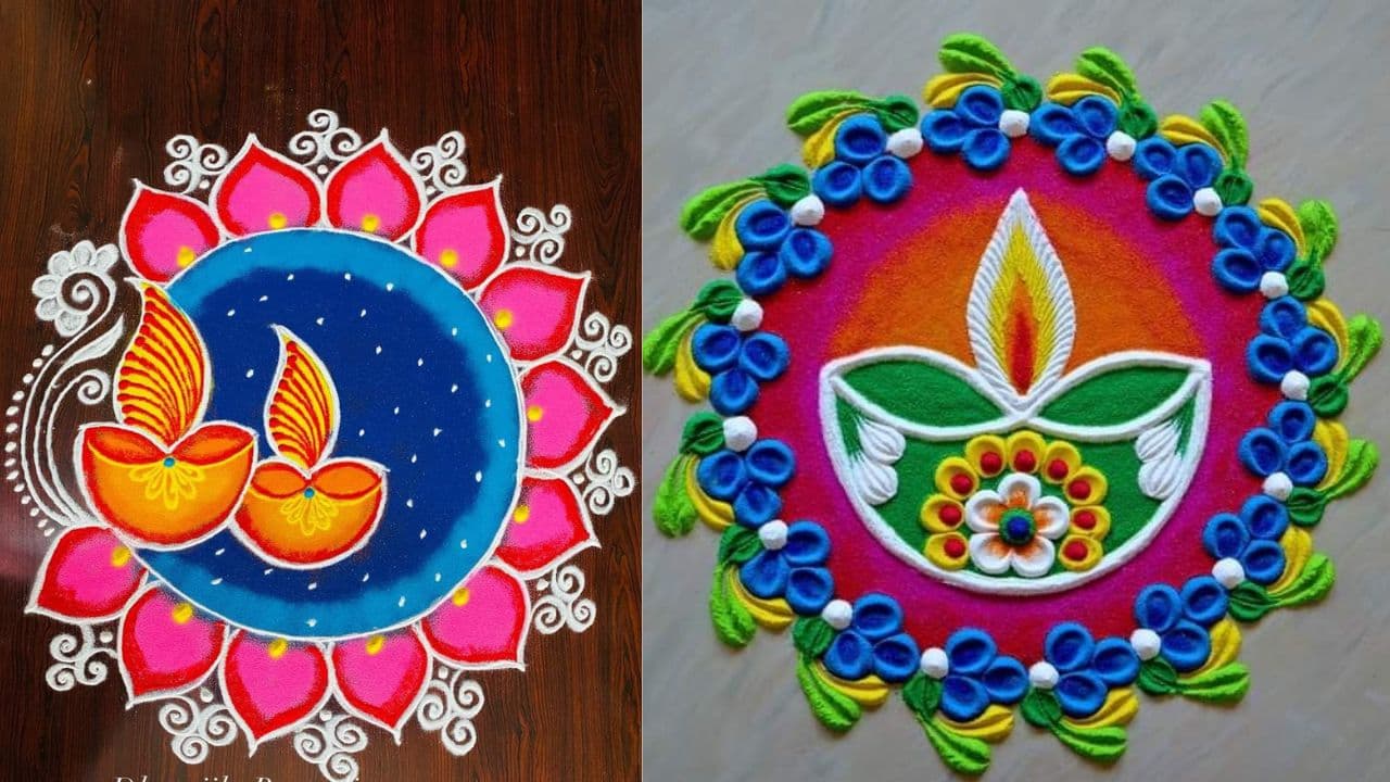 Dev Diwali Diya Rangoli: देव दिवाली पर दीया रंगोली से सजाएं घर-आंगन ...