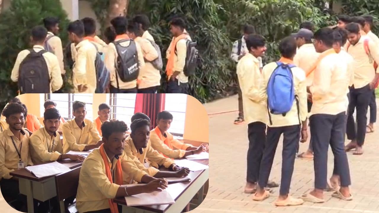 ಹಾವೇರಿ ಕಾಲೇಜಿನಲ್ಲಿ ಮತ್ತೆ ಕೇಸರಿ-ಹಿಜಾಬ್ ಕಿಡಿ! ಕೇಸರಿ ಶಾಲು ಧರಿಸಿ ಕಾಲೇಜಿಗೆ ಬಂದ ವಿದ್ಯಾರ್ಥಿಗಳು! | Haveri Hijab Saffron Shawl Controversy Students Protest At Akki Alur College Sat ಹಾವೇರಿ ಕಾಲೇಜಿನಲ್ಲಿ ಮತ್ತೆ ಕೇಸರಿ-ಹಿಜಾಬ್ ಕಿಡಿ! ಕೇಸರಿ ಶಾಲು ಧರಿಸಿ ಕಾಲೇಜಿಗೆ ಬಂದ ವಿದ್ಯಾರ್ಥಿಗಳು! | Haveri Hijab Saffron Shawl Controversy Students Protest At Akki Alur College Sat