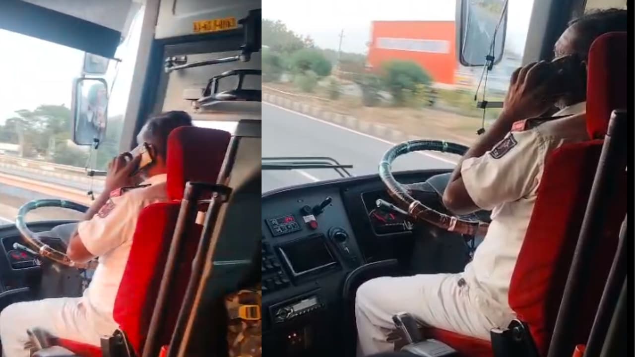 ಬಸ್ ದುರಂತವಾದ್ರೂ ಎಚ್ಚೆತ್ತುಕೊಳ್ಳದ KSRTC, ಫೋನ್ ಕಿವಿಯಲ್ಲಿಟ್ಟುಕೊಂಡೇ ಡ್ರೈವಿಂಗ್! | Dharwad Ksrtc Bus Driver Phone Driving Viral Video Passenger Safety Risk San ಬಸ್ ದುರಂತವಾದ್ರೂ ಎಚ್ಚೆತ್ತುಕೊಳ್ಳದ KSRTC, ಫೋನ್ ಕಿವಿಯಲ್ಲಿಟ್ಟುಕೊಂಡೇ ಡ್ರೈವಿಂಗ್! | Dharwad Ksrtc Bus Driver Phone Driving Viral Video Passenger Safety Risk San