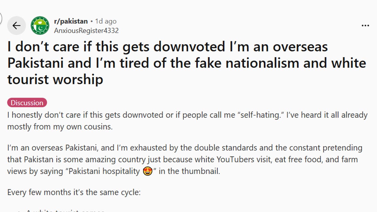 Overseas Pakistani Redditor Critiques ‘Fake Nationalism’ and Tourist Worship