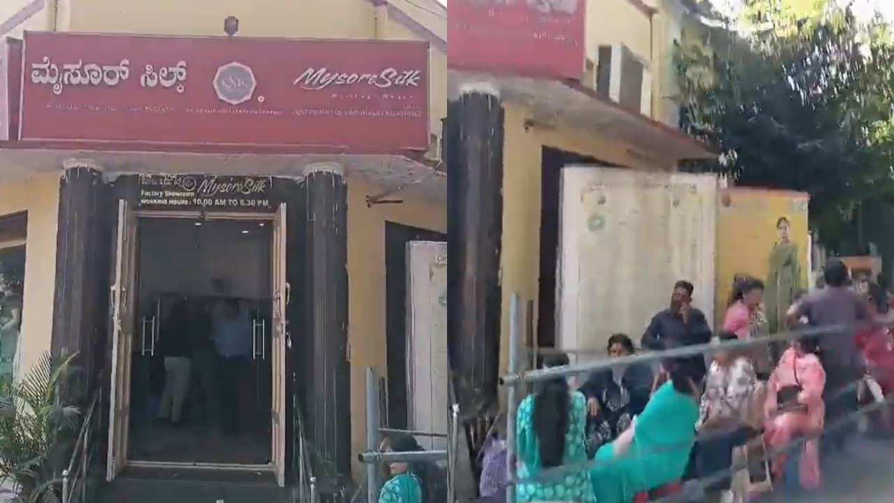 Karnataka: Women Queue From 4 AM for Authentic Mysore Silk Sarees as Demand Soars at KSIC Outlets (Watch)