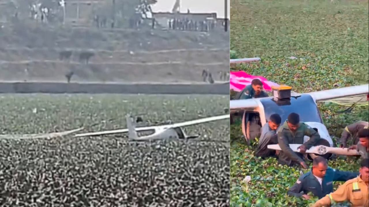 Plane crash ತಾಂತ್ರಿಕ ದೋಷದಿಂದ IAF ವಿಮಾನ ಪತನ, ಸ್ಥಳೀಯರ ಸಾಹಸದದಿಂದ ಇಬ್ಬರ ರಕ್ಷಣೆ | Iaf Microlight Aircraft Crashed In Prayagraj Locals Rescue Pilots Plane crash ತಾಂತ್ರಿಕ ದೋಷದಿಂದ IAF ವಿಮಾನ ಪತನ, ಸ್ಥಳೀಯರ ಸಾಹಸದದಿಂದ ಇಬ್ಬರ ರಕ್ಷಣೆ | Iaf Microlight Aircraft Crashed In Prayagraj Locals Rescue Pilots