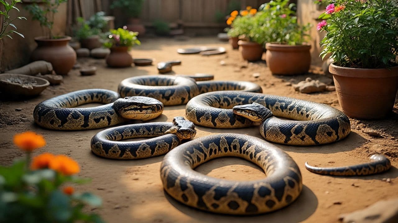 ಮನೆ ಅಂಗಳದಲ್ಲಿ 8-12 ಅಡಿಯ 6 ಹೆಬ್ಬಾವು ಪ್ರತ್ಯಕ್ಷ! ಒಂದೆಡೆ ಇಷ್ಟೊಂದು ಹಾವು ಬಂದಿದ್ಯಾಕೆ? | 6 Huge 8 To 12 Foot Pythons Found In The Yard In Kathinakona Village Karwar Mrq ಮನೆ ಅಂಗಳದಲ್ಲಿ 8-12 ಅಡಿಯ 6 ಹೆಬ್ಬಾವು ಪ್ರತ್ಯಕ್ಷ! ಒಂದೆಡೆ ಇಷ್ಟೊಂದು ಹಾವು ಬಂದಿದ್ಯಾಕೆ? | 6 Huge 8 To 12 Foot Pythons Found In The Yard In Kathinakona Village Karwar Mrq