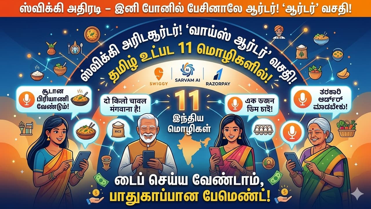 ஆப் இல்லாமலேயே இனி சாப்பாடு வரும்! ஸ்விக்கி & சர்வம் AI கூட்டணியில் மெகா அப்டேட் - போன் கால் செய்தாலே போதும்!