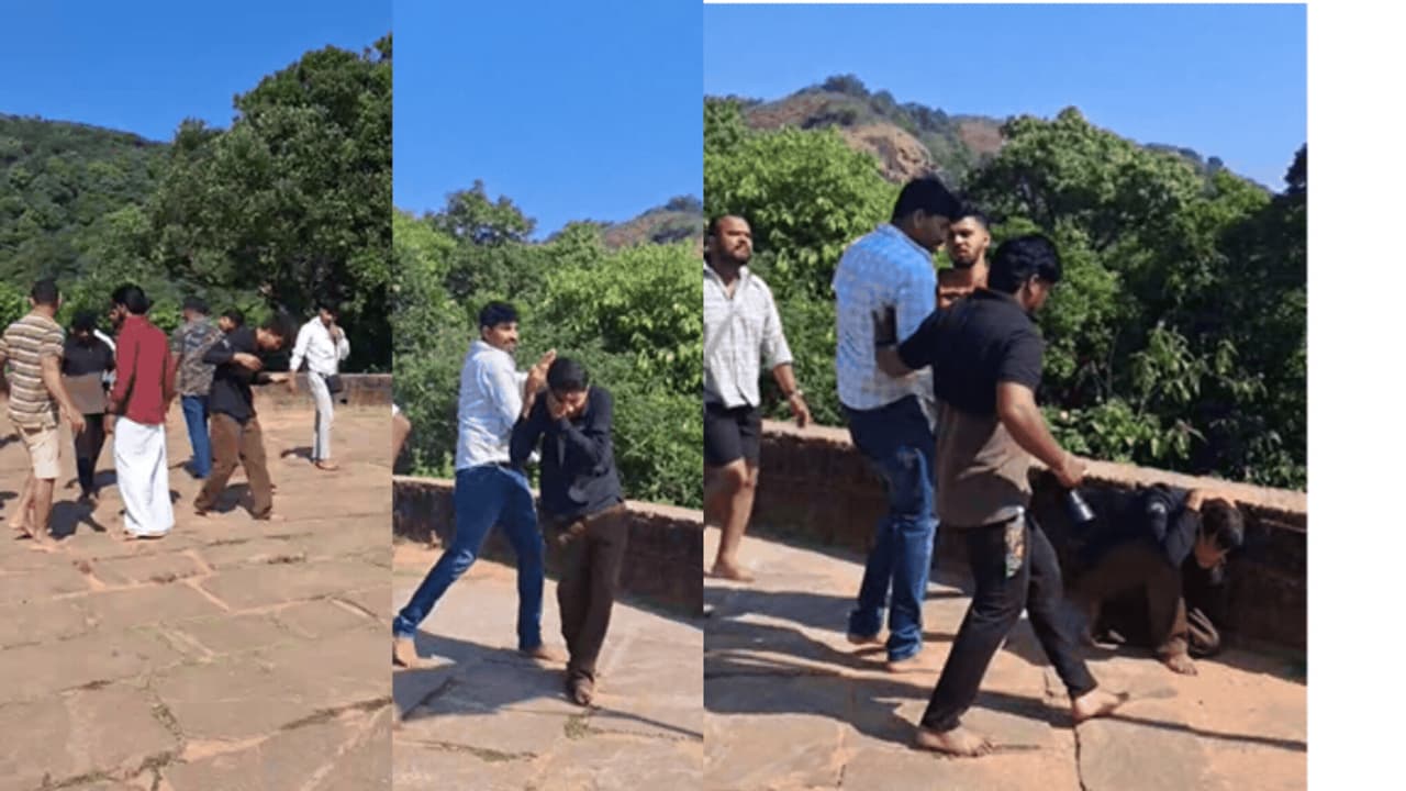 ಹಾಸನ: ಬೆಟ್ಟದ ಭೈರವೇಶ್ವರ ದೇವಸ್ಥಾನದಲ್ಲಿ ಪ್ರೀ-ವೆಡ್ಡಿಂಗ್ ಶೂಟ್ ಮಾಡುತ್ತಿದ್ದವರ ಮೇಲೆ ಸ್ಥಳೀಯ ಪುಂಡರು ಹಲ್ಲೆ! | Pre Wedding Shoot Turns Violent Locals Attack Photographer At Sakleshpur Bettada Bhairaveshwara Temple Rav ಹಾಸನ: ಬೆಟ್ಟದ ಭೈರವೇಶ್ವರ ದೇವಸ್ಥಾನದಲ್ಲಿ ಪ್ರೀ-ವೆಡ್ಡಿಂಗ್ ಶೂಟ್ ಮಾಡುತ್ತಿದ್ದವರ ಮೇಲೆ ಸ್ಥಳೀಯ ಪುಂಡರು ಹಲ್ಲೆ! | Pre Wedding Shoot Turns Violent Locals Attack Photographer At Sakleshpur Bettada Bhairaveshwara Temple Rav